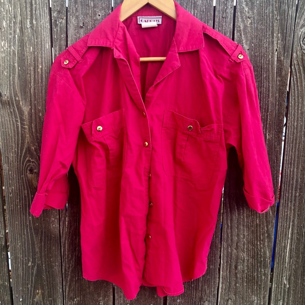 Vintage Cabrais Button Up Blouse - Pink